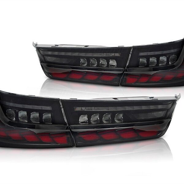 Комплект тунинг LED стопове за BMW серия 3 G20 2019-2022 с опушена основа, с динамичен мигач, с функция "Посрещане", ляв и десен