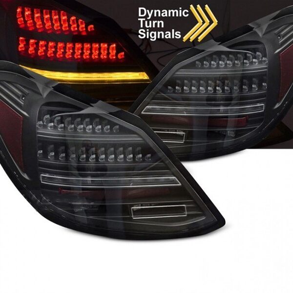 Комплект тунинг LED стопове за Mercedes C класа W205 седан 2014-2021, черна основа, с динамичен мигач, ляв и десен