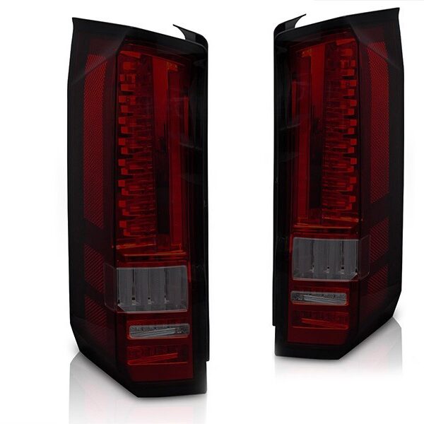 Комплект тунинг LED стопове за Volkswagen Crafter, MAN TGE след 2017 година с червено-опушена основа, с динамичен мигач, ляв и десен