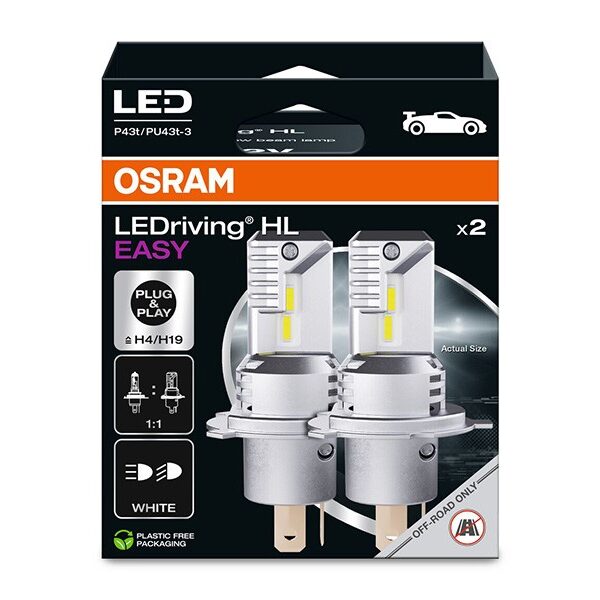 Комплект 2 броя LED крушки Osram Easy H4/H19 12V, 16.5/16.5W, 6500K, 1400/1100lm