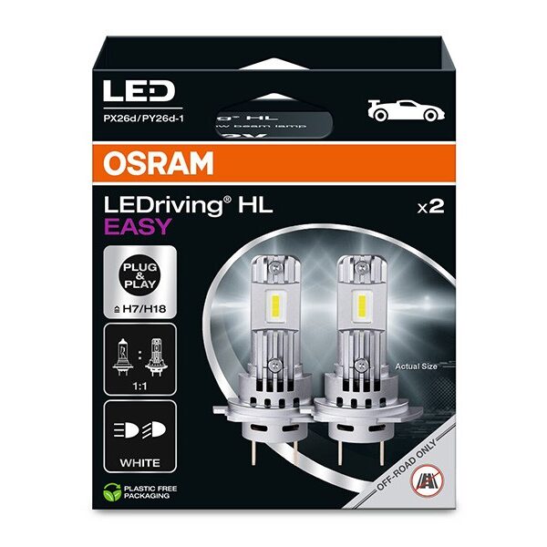 Комплект 2 броя LED крушки Osram Easy H7/H18 12V, 16W, 6500K, 1400lm