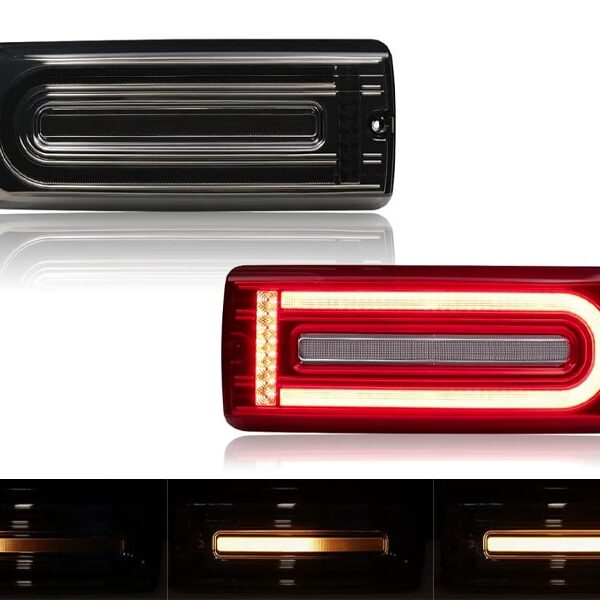 Комплект тунинг Dynamic LED стопове за Mercedes G класа W463 1999-2018 с опушена основа, ляв и десен