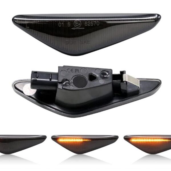 Комплект странични LED динамични мигачи за BMW X3 F25 2014-2017, X4 F26 2013-2018 с опушена основа, ляв + десен