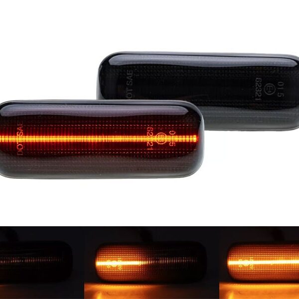 Комплект странични LED динамични мигачи за Mercedes ML W163 1998-2003 с опушена основа, ляв + десен