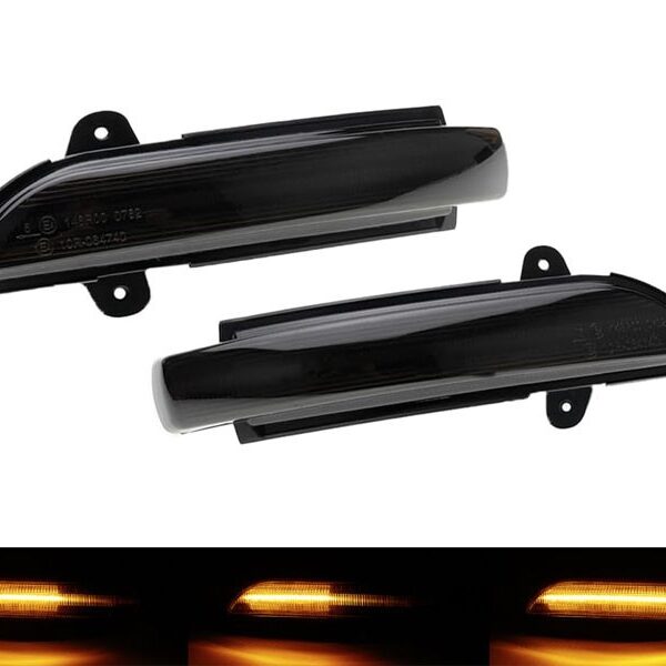 Тунинг LED динамични мигачи за странични огледала на Mercedes E класа W211, S211 2007-2009, S класа W221 2007-2009, CL C216 2006-2010, CLS C219 2008-2010 с опушена основа, ляв + десен