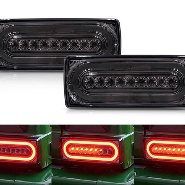 Комплект тунинг Dynamic LED стопове за Mercedes G класа W463 1999-2018 с опушена основа, ляв и десен