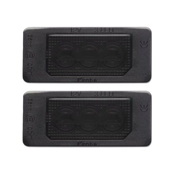 Комплект High Power LED опушени плафони за регистрационен номер на BMW 1 E82, E88, 2 F22, F45, 3 E46, E90, E91, E92, E93, F30, F31, 4 F32, F33, F36, 5 E39, E60, E61, F10, F11, X1 E84, F48, X3 F25, X4 F26, X5 E70, F15, X6 E71, F16, ляв и десен