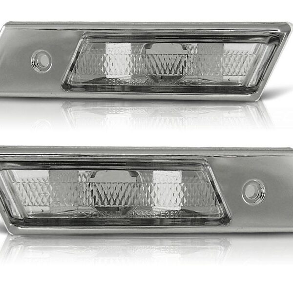 Комплект странични мигачи за BMW серия 3 E36 12.1990-09.1996/серия 5 E34 1987-1995/серия 7 E32 06.1986-04.1994 с хром основа ляв + десен