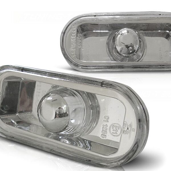 Комплект странични мигачи за Seat Ibiza 1996-2002/Cordoba 1996-2002/VW Polo 6N 1994-1999/VW Golf III/IV 1995-2003/Vento 1995-1998/VW Passat B4/B5/3BG 1993-2005 с хром основа ляв + десен