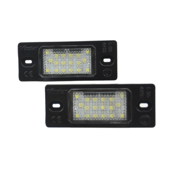 Комплект LED плафони за регистрационен номер на Audi TT,TT Roadster,Volkswagen Golf V,Passat,Touareg,Tiguan,Porsche Cayenne,Cayenne S, ляв и десен
