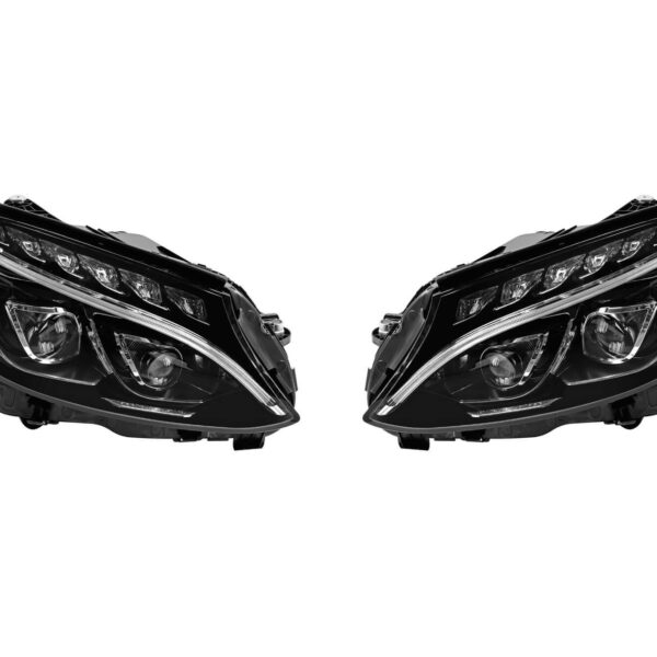 Комплект тунинг LED фарове за Mercedes C класа W205, S205 2014-2018 с хром основа, ляв и десен