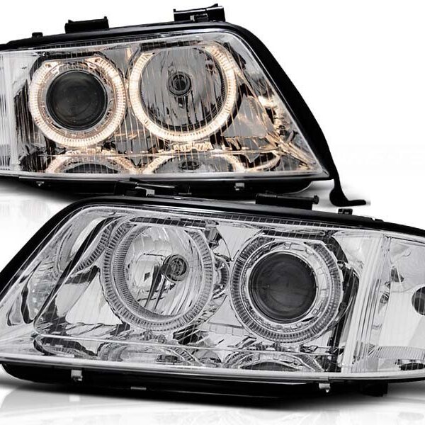 Комплект тунинг фарове за Audi A6 05.1997-09.1999 с хром основа , ляв и десен