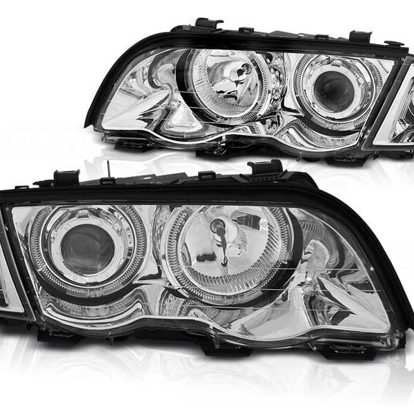 Комплект тунинг фарове за BMW серия 3 E46 седан/комби 05.1998-08.2001 с хром основа , ляв и десен