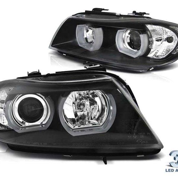 Комплект тунинг фарове за BMW серия 3 E90,E91 2005-2008 с черна основа, ляв и десен