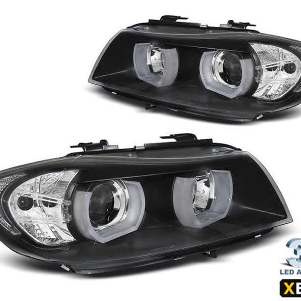 Комплект ксенонови фарове за BMW серия 3 E90, E91 2005-2008 с черна основа, ляв и десен