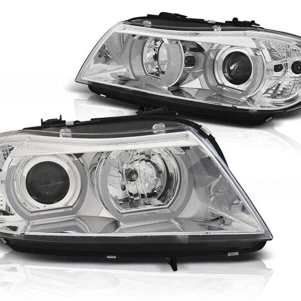 Комплект тунинг фарове за BMW серия 3 E90/E91 03.2005-08.2008 с хром основа , ляв и десен