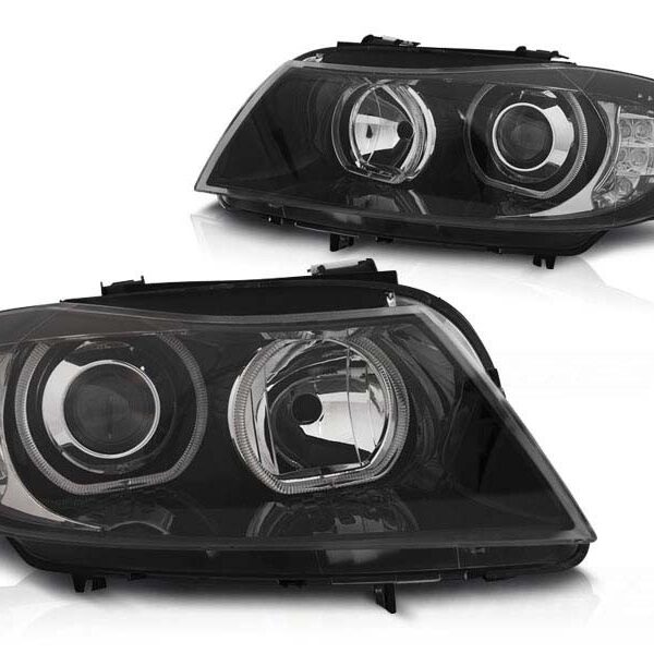 Комплект тунинг фарове за BMW серия 3 E90/E91 03.2005-08.2011 с черна основа , ляв и десен