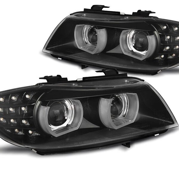 Комплект тунинг ксенонови фарове за BMW серия 3 E90, E91 2009-2011 с черна основа , ляв и десен за модели без AFS функция