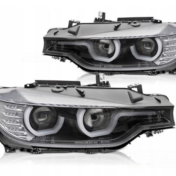 Комплект LED тунинг фарове за BMW серия 3 F30 седан, F31 комби 10.2011-05.2015 с черна основа, ляв и десен