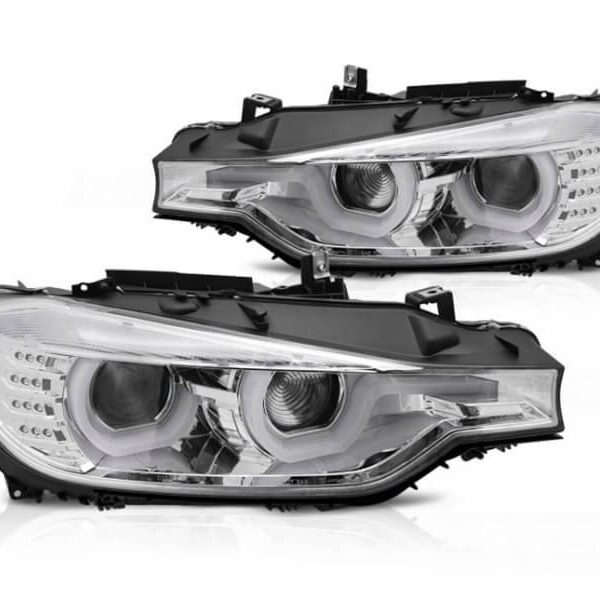 Комплект LED тунинг фарове за BMW серия 3 F30 седан, F31 комби 10.2011-05.2015 с хром основа, ляв и десен