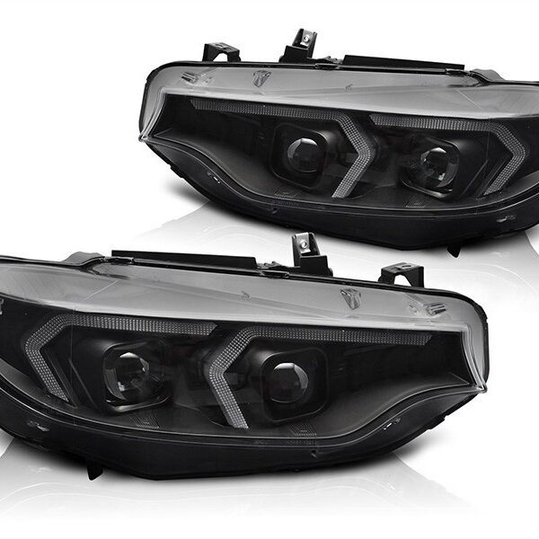 Комплект ксенонови фарове за BMW серия 4 F32 купе, F33 кабрио 2013-2017 с черна основа, за модела с фабрични DRL светлини, без AFS, ляв и десен