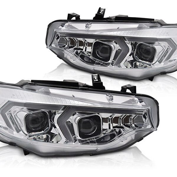 Комплект ксенонови фарове за BMW серия 4 F32 купе, F33 кабрио 2013-2017 с хром основа, за модела с фабрични DRL светлини, без AFS, ляв и десен
