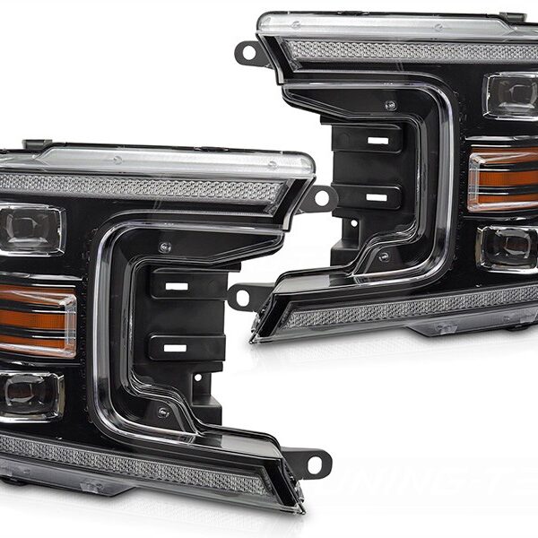 Комплект LED тунинг фарове за Ford F150 2017-2020 с черна основа, за модела с фабрични DRL светлини, ляв и десен