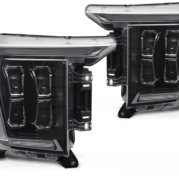 Комплект LED тунинг фарове за Ford F150 2020-2023 с черна основа, за модела с фабрични DRL светлини, ляв и десен