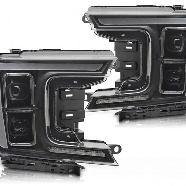 Комплект LED тунинг фарове за Ford F150 2017-2020 с черна основа, с динамични мигачи, ляв и десен