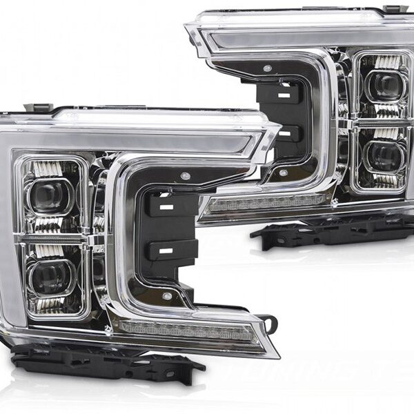 Комплект LED тунинг фарове за Ford F150 2017-2020 с хром основа, с динамични мигачи, ляв и десен