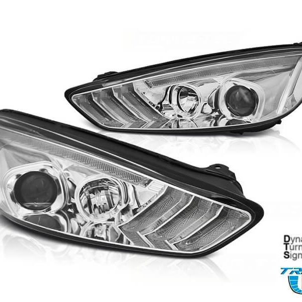 Комплект тунинг фарове за Ford Focus MK3 2015-2018 с хром основа, ляв и десен