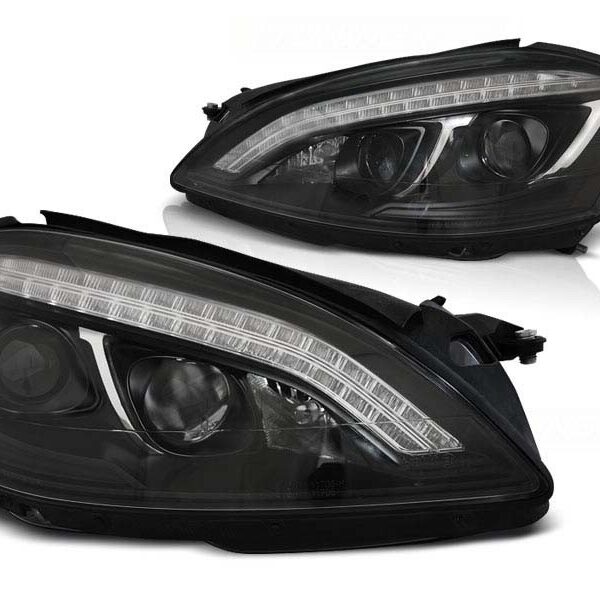 Комплект тунинг фарове за Mercedes S класа W221 2005-2009 с черна основа , ляв и десен