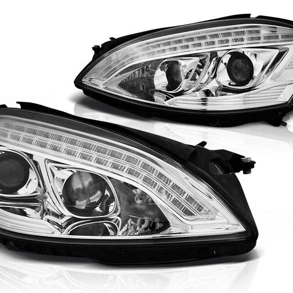 Комплект тунинг фарове за Mercedes S класа W221 2005-2009 с хром основа , ляв и десен