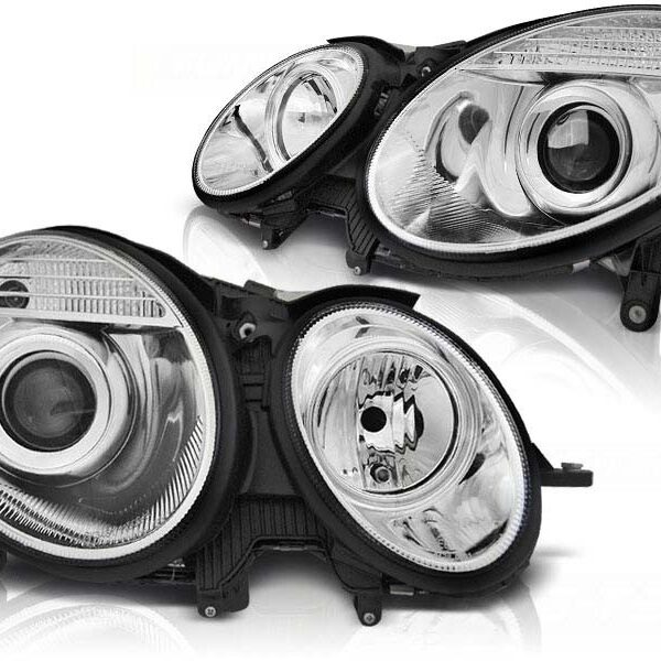 Комплект тунинг фарове за Mercedes E класа W211 седан/комби 05.2006-2009 с хром основа , ляв и десен