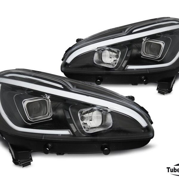 Комплект тунинг фарове за Peugeot 208 2012-2015 с опушена основа, ляв + десен