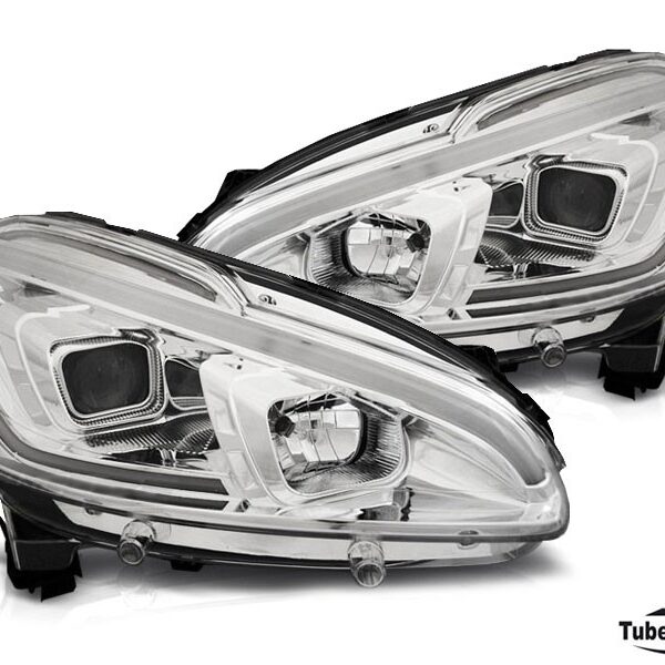 Комплект тунинг фарове за Peugeot 208 2012-2015 с хром основа, ляв + десен