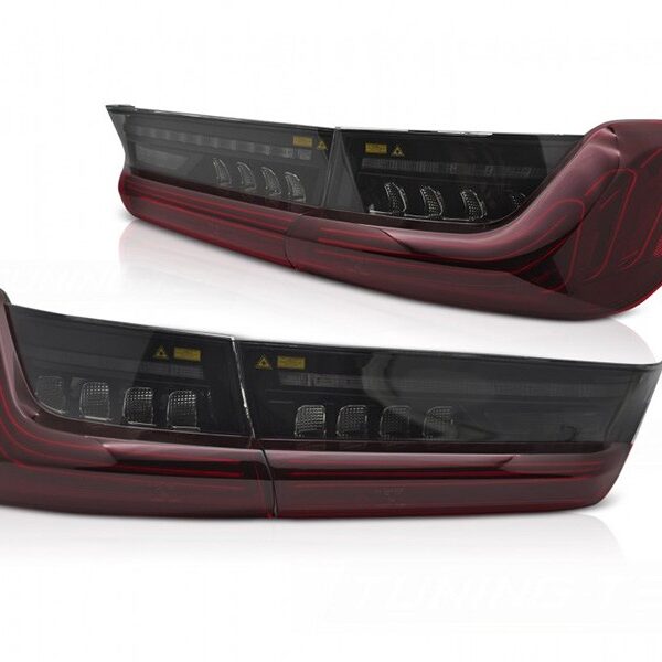 Комплект LED стопове за BMW серия 3 G20 седан 2019-2022, с червена опушена основа, ляв и десен