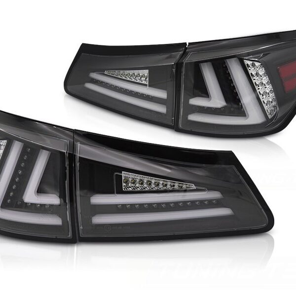 Комплект LED стопове за Lexus IS 2006-2013, черна опушена основа, ляв и десен