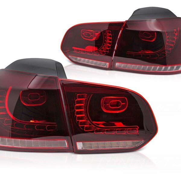 КОМПЛЕКТ LED СТОПОВЕ ЗА VOLKSWAGEN GOLF VI ХЕЧБЕК 2008-2013, ЧЕРВЕНА И БЯЛА ОСНОВА, ЛЯВ И ДЕСЕН