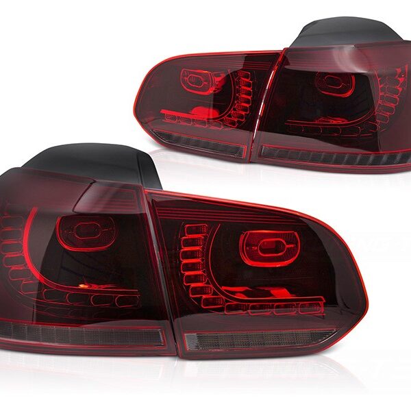 Комплект LED стопове за Volkswagen Golf VI хечбек 2008-2013, червено-опушена основа, ляв и десен