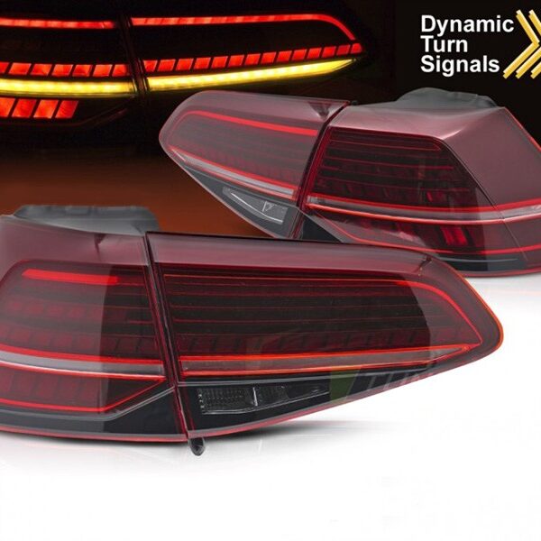 КОМПЛЕКТ LED СТОПОВЕ ЗА VOLKSWAGEN GOLF VII 2013-2019 ХЕЧБЕК, С ЧЕРВЕНА ОСНОВА, ЛЯВ И ДЕСЕН