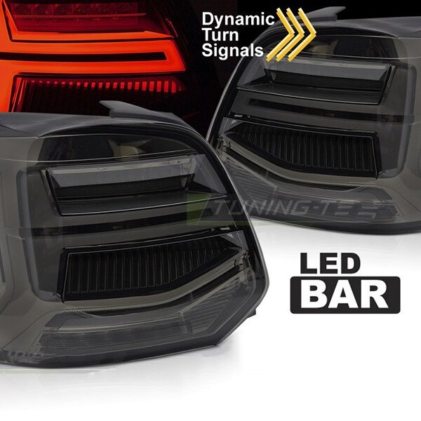 Комплект LED стопове за Volkswagen Polo 2009-2017 хечбек, с опушена основа, ляв и десен