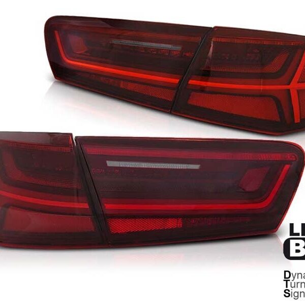 Комплект тунинг LED стопове за Audi A6 C7 седан 2011-2014 червено/бели, ляв и десен, за модела с фабрични LED стопове