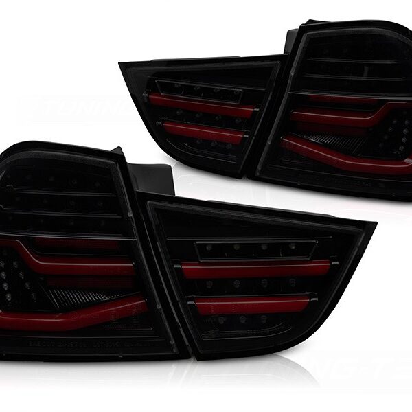 Комплект тунинг LED стопове за BMW серия 3 E90 2009-2011 опушени и черни, ляв и десен