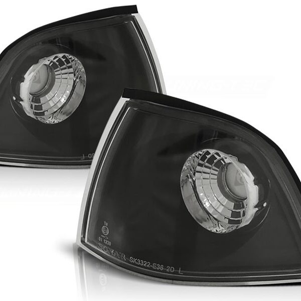 Комплект тунинг мигачи към фара за BMW серия 3 E36 купе 1990-1999 с черна основа ляв + десен