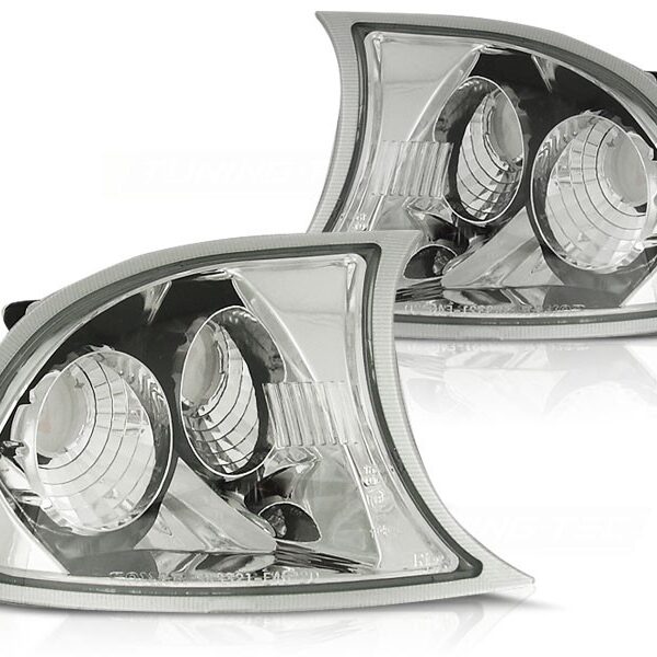 Комплект тунинг мигачи към фара за BMW серия 3 E46 купе 1999-2001 с хром основа ляв + десен