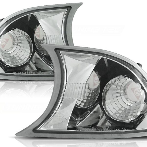 Комплект тунинг мигачи към фара за BMW серия 3 E46 купе 2001-2003 с хром основа ляв + десен