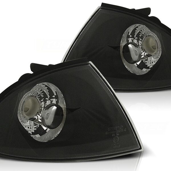 Комплект тунинг мигачи към фара за BMW серия 3 E46 седан/комби 1998-2001 с черна основа ляв + десен