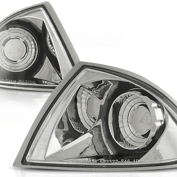 Комплект тунинг мигачи към фара за BMW серия 3 E46 седан/комби 1998-2001 с хром основа ляв + десен