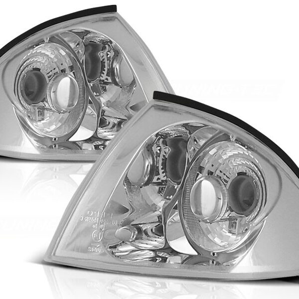 Комплект тунинг мигачи към фара за BMW серия 3 E46 седан/комби 1998-2001 с хром основа ляв + десен